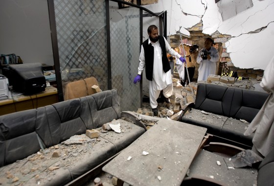 Image: Site of a suicide bombing at an Islamic University in Islamabad, Pakistan