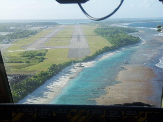 The U.S. military airfield on Diego Garcia, an island in the Indian Ocean, is one of many areas vulnerable to rising seas.