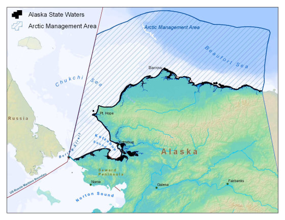 The area shown with hatch marks will be off limits to commercial fishing starting Dec. 3.