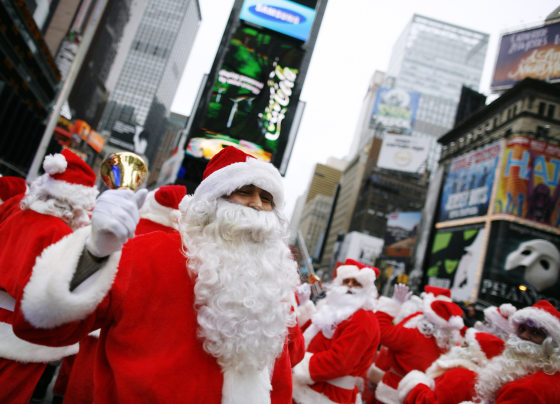 Image: Volunteers dressed as Santa Claus