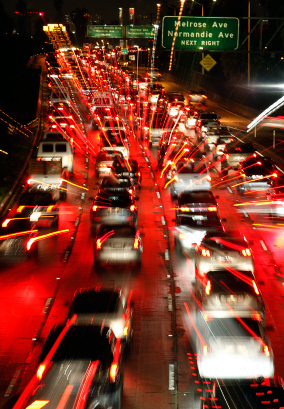 Image: Traffic along the north bound 101 Freeway in Los Angeles