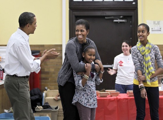 Image: Barack Obama, Michelle Obama, Sasha Obama, Malia Obama