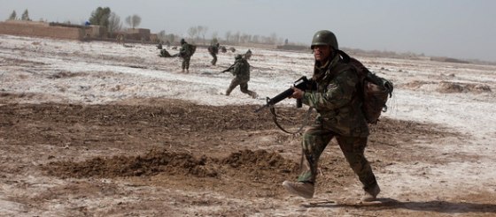Marines and Afghan Army soldiers under fire in Marja