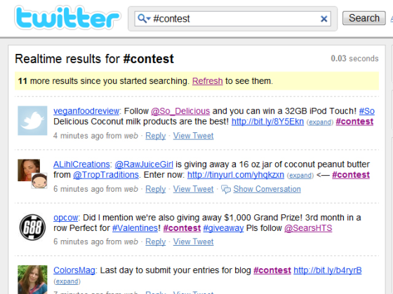 Image: Contest information on Twitter