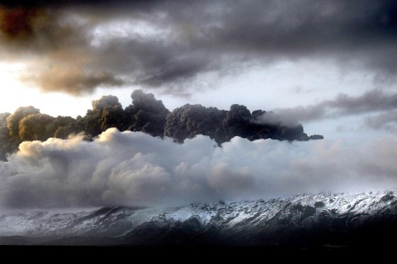 Image: Smoke and steam hangs over the volcano