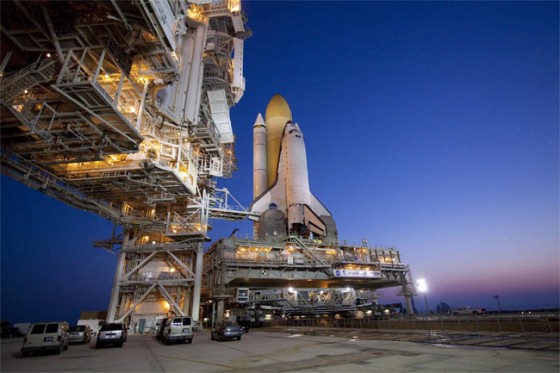 Morning breaks over Launch Pad 39A at NASA's Kennedy Space Center in Florida following the arrival of space shuttle Atlantis in preparation for its final flight, the STS-132 mission in May 2010.