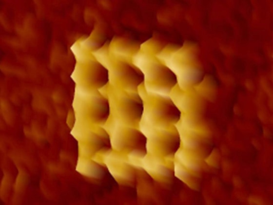 A close-up of a DNA "waffle" nanostructure that could function as a logic circuit in a computer chip. 