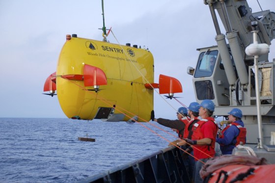 Image: Recent picture of a undersea robot being launched off the coast of Santa Barbara California