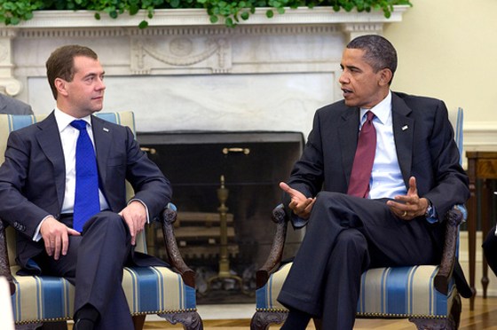 President Barack Obama holds a bilateral meeting with President Dmitry Medvedev of Russia in the Oval Office, June 24.