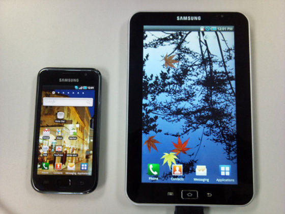 Image: Samsung Galaxy S phone, left, and tablet