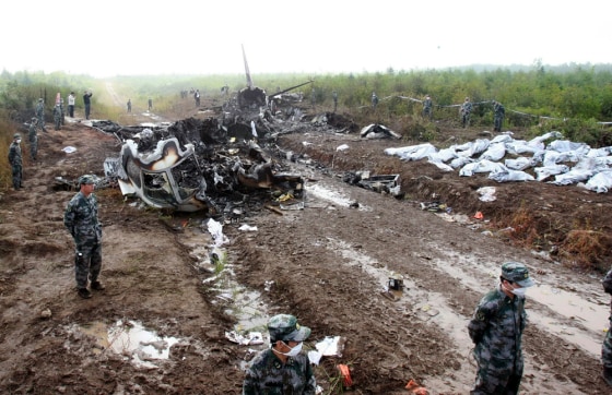 Image: Site of plane crash in China