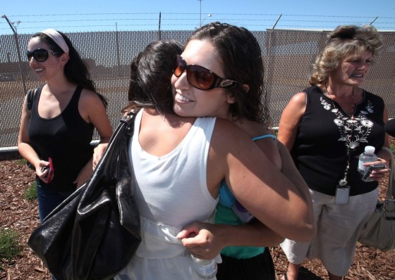 Image: JetBlue passengers hug