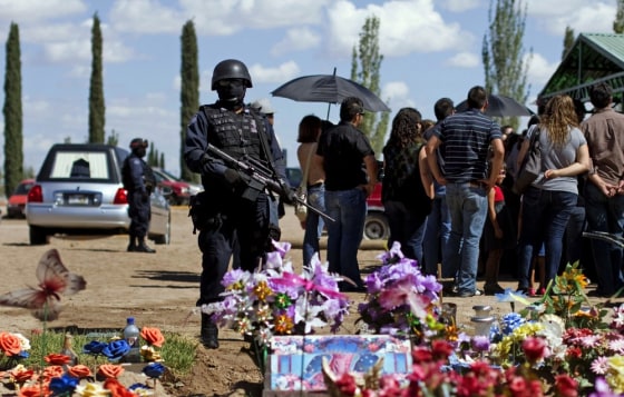 Image: Mexican federal police at a funeral