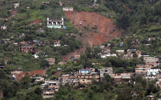Image: A view of the damage caused by a landslide is seen in Santa Maria Tlahuitoltepec