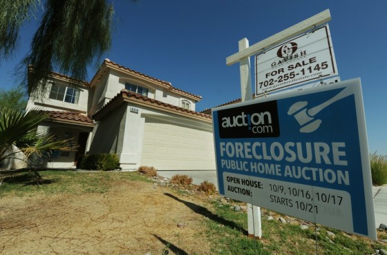 Image: (FILES)A house under foreclosure that wi