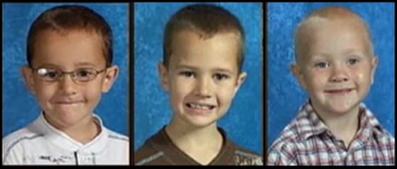 The three missing Skelton boys, from left: Alexander, 7, Andrew, 9, and Tanner, 5.