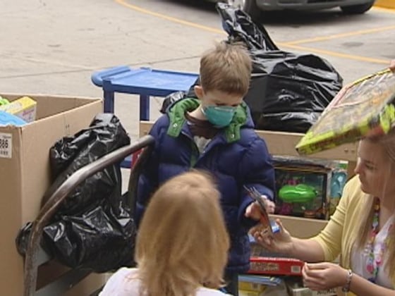 Simon Fieler, 5, of Fort Wright, donated an estimated 250 toys to Children's Hospital Medical Center in Ohio. Simon suffers from a blood disorder and wanted to share holiday cheer with others at the hospital.