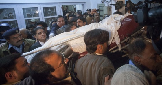 Image: Body of the governor of Punjab province Taseer is carried out of a hospital in Islamabad