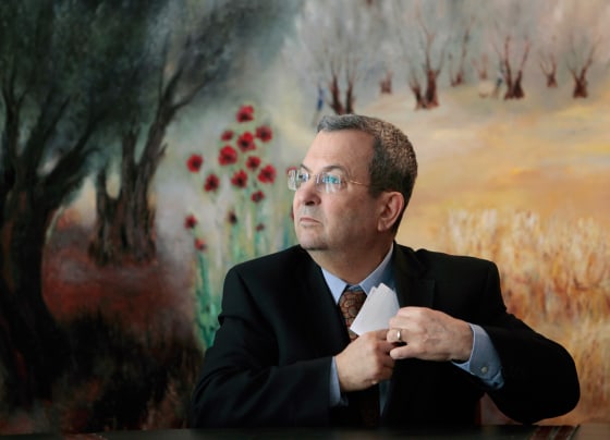 Image: Israel's Defence Minister Barak attends a news conference at the Knesset, the Israeli parliament, in Jerusalem