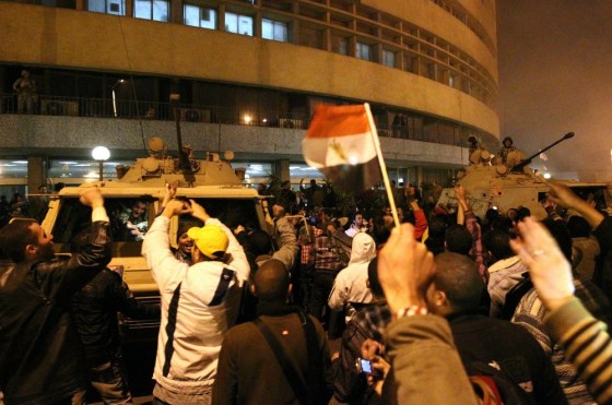 Image: Egyptian demonstrators demanding the ous