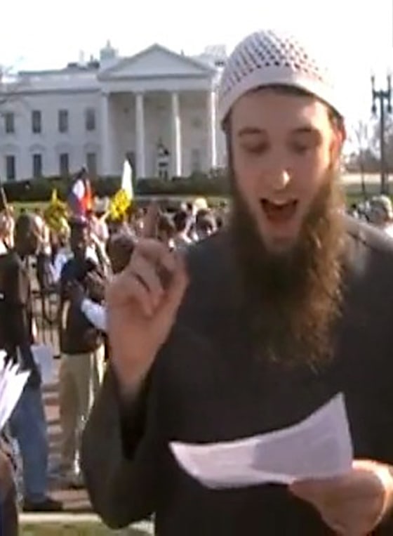 An undated picture shows Zachary Chesser standing in front of the White House in Washington.