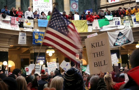 Image: Protests in Madison, Wisc.