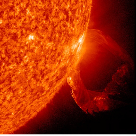 SDO captured this nicely rounded prominence eruption on March 19 as the prominence became unstable and erupted into space with a distinct twisting motion.
