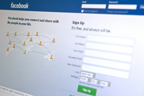 Image: The Facebook homepage appears on a computer screen