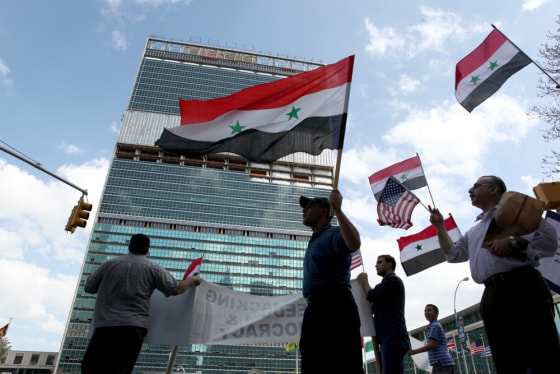 Image: Protests for Syria outside of the U.N. in New York