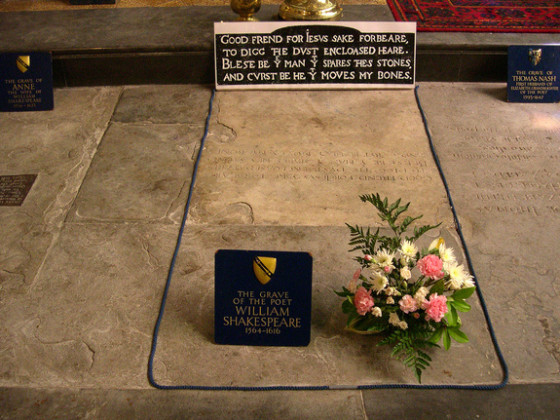 William Shakespeare's final resting place in Holy Trinity Church, Stratford-upon-Avon.