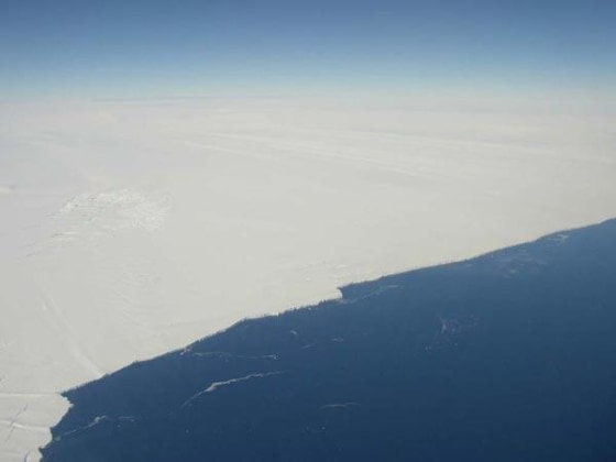 Image: A photograph of an Antarctic glacier.
