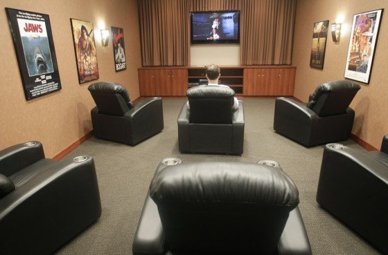 It's always movie night at the home theater setup at the Performance Lexus dealership in Cincinnati, Ohio.