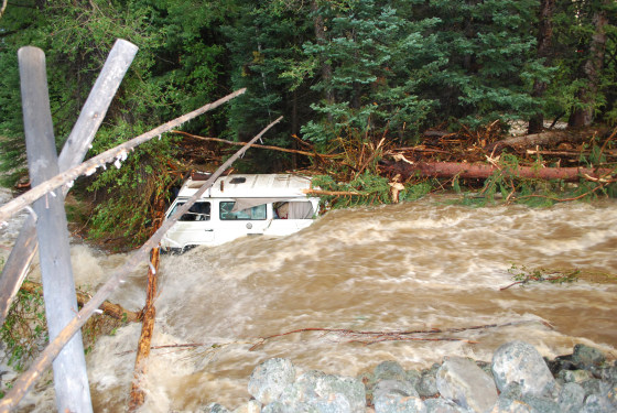 Image: A stranded car along WYO 130 south of Laramie, Wyoming is shown in this handout photo