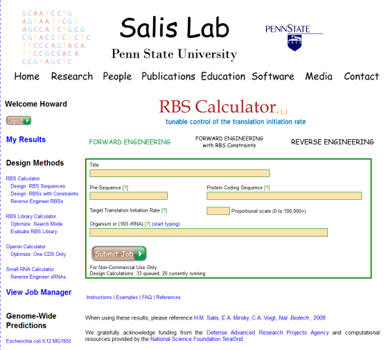 This is a screenshot of computer software program designed to help companies create microbes that manufacture things such as drugs and biofuels.