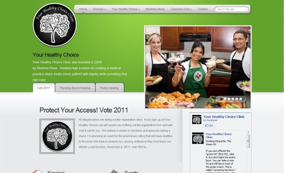 Image: Homepage of medical pot clinic's website