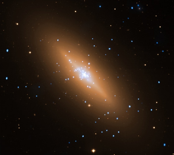 A lenticular galaxy located about 32 million light years from Earth.