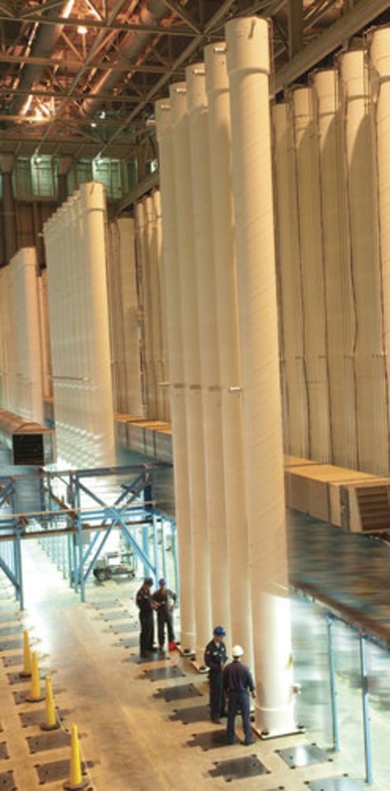 Centrifuges for purifying uranium at a plant owned by the energy company USEC in Piketon, Ohio. A breakthrough with lasers promises to make the enrichment process easier and cheaper, allowing for much smaller plants.