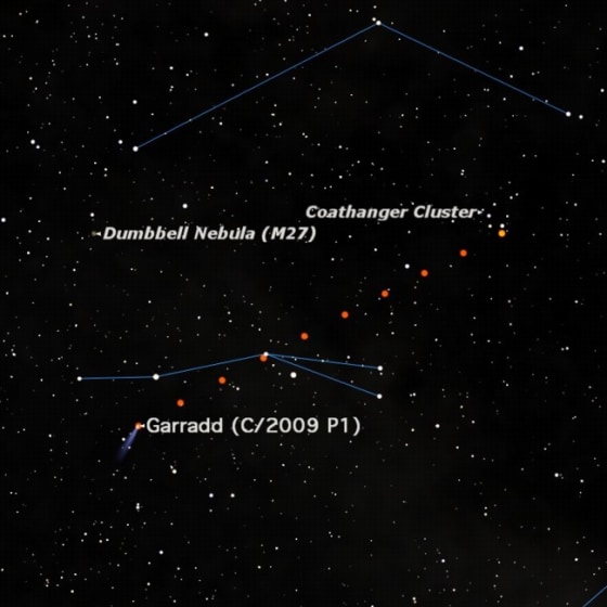 Comet Garradd can be seen right now with binoculars in the constellation Sagitta.