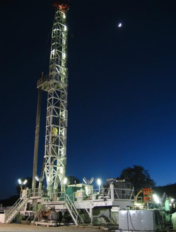 The drilling rig used to retrieve rock samples from inside the San Andreas Fault.