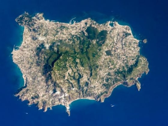 The island of Ischia, in the Tyrrhenian Sea, about 18 miles southwest of Naples.