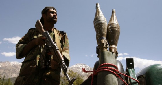 An Afghan soldier near the border with Pakistan in May 2007, around the time of a border dispute and an attack on Americans. 