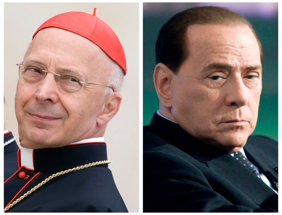 Image: Italian Bishop Angelo Bagnasco and Italian PM Berlusconi