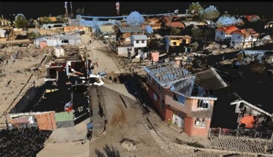 A LiDAR image of the coastal city of Dichato, Chile, about two months after the February 2010 earthquake and tsunami. The tsunami reached a height of about 32 feet in this area, and inflicted heavy damage and took dozens of lives.