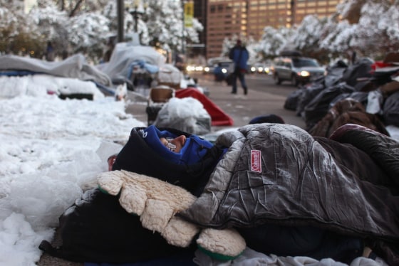 Image: Occupy Denver Continues Month-Long Protest Despite Severe Weather Conditions