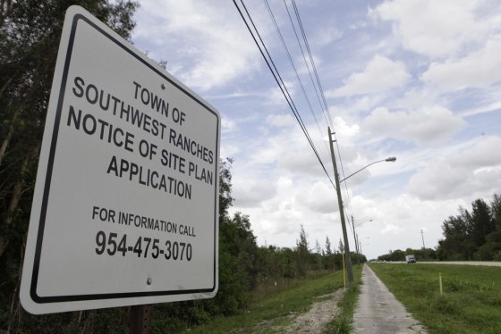 Image: Sign at site of proposed detention center in Southwest Ranches, Fla.