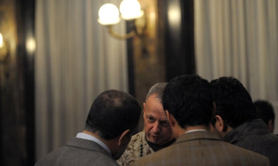 Gen. John R. Allen, the senior American commander in Afghanistan, conferring with Afghan officials in Kabul last Wednesday.
