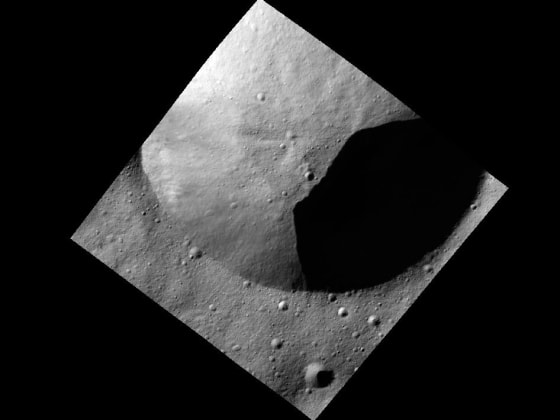 Image: Part of the rim of a fresh crater on the asteroid Vesta