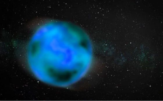 An artist's vision of a "nomad" wandering through the interstellar medium. The object is intentionally blurry to represent uncertainty about whether it has an atmosphere.