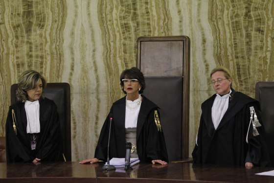 Image: Chief judge of the court Francesca Vitale, center, reads the verdict