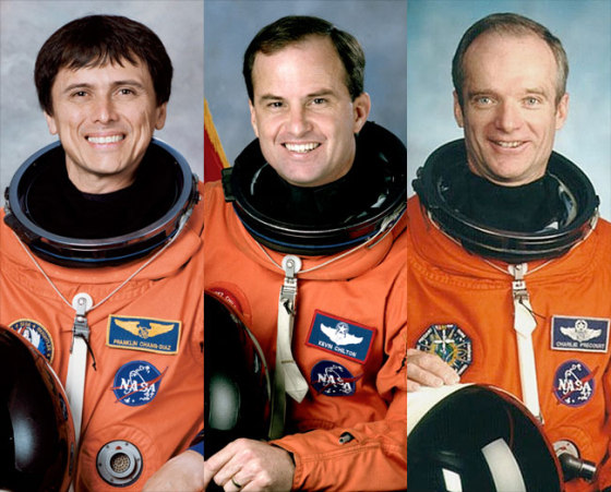 2012 Astronaut Hall of Fame inductees, from left to right: Franklin Chang-Diaz, Kevin Chilton and Charles Precourt.